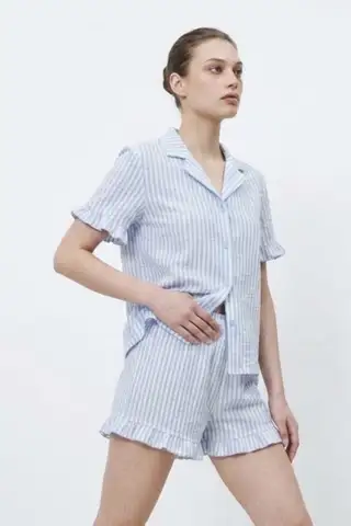 Kadın Premium Fırfırlı Çok Renkli Pijama Takımı - 17