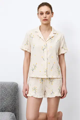 Kadın Premium Fırfırlı Çok Renkli Pijama Takımı - 3