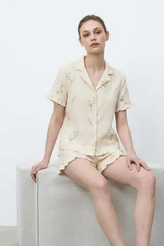 Kadın Premium Fırfırlı Çok Renkli Pijama Takımı - 6