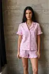 Kadın V Yaka Comfort Fit Pembe Pijama Takımı - Görsel 1