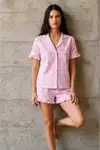 Kadın V Yaka Comfort Fit Pembe Pijama Takımı - Görsel 3