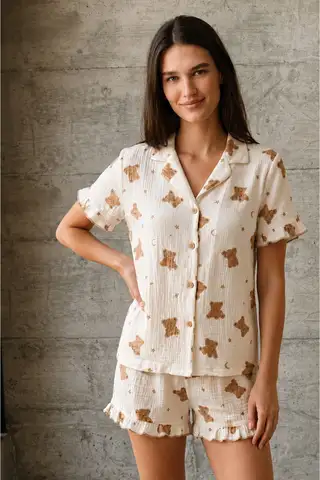 Kadın V Yaka Comfort Fit Pembe Pijama Takımı - 7