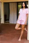 Kadın Esnek Şortlu Bol Beyaz Pijama Takımı - Görsel 9
