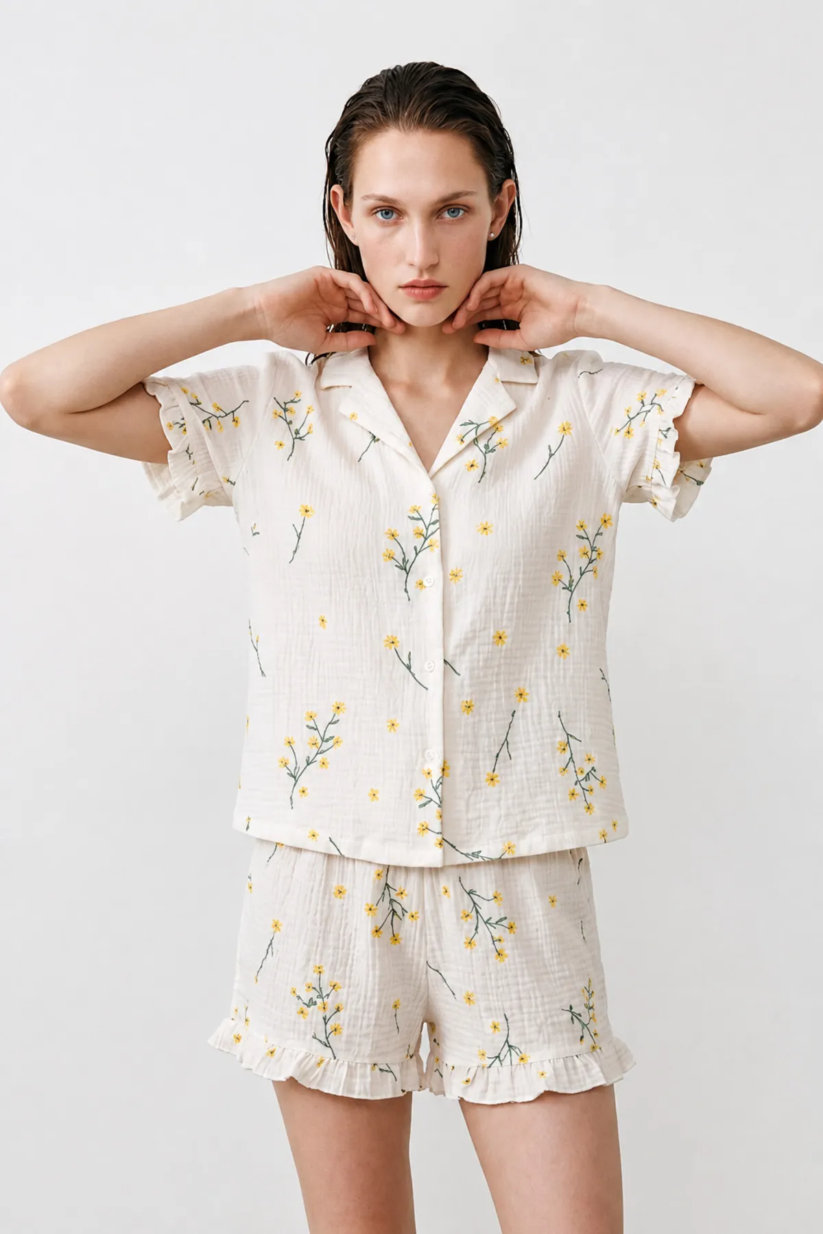 Kadın Relaxed Lastikli Çok Renkli Pijama Takımı