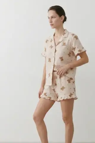 Kadın Relaxed Lastikli Çok Renkli Pijama Takımı - 11