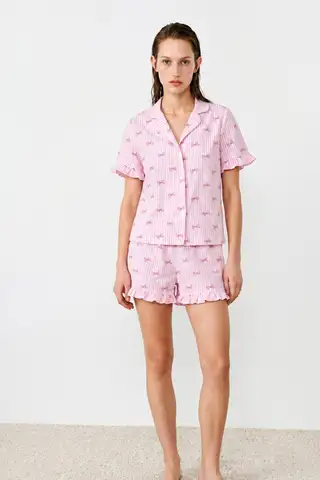 Kadın Relaxed Lastikli Çok Renkli Pijama Takımı - 13