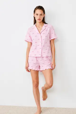 Kadın Relaxed Lastikli Çok Renkli Pijama Takımı - 15