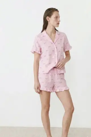 Kadın Relaxed Lastikli Çok Renkli Pijama Takımı - 17