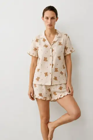 Kadın Relaxed Lastikli Çok Renkli Pijama Takımı - 9