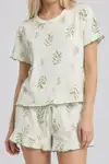 Su Yeşili Yaprak Desenli Pijama Takımı 4650-Yeşil - Görsel 3
