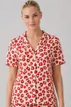 Kırmızı Leopar Desenli Bürümcük Kumaş Pijama Takımı 4644-Beyaz - Görsel 5