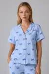Mavi Kurdele Desenli Çizgili Bürümcük Pijama Takımı 4645-Mavi - Görsel 2