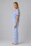 Mavi Kurdele Desenli Çizgili Bürümcük Pijama Takımı 4645-Mavi - Görsel 4