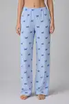 Mavi Kurdele Desenli Çizgili Bürümcük Pijama Takımı 4645-Mavi - Görsel 5