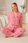 Dudak Desenli Pijama Takımı 4646-Pembe - Görsel 1