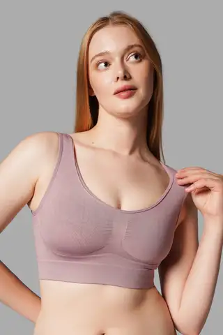 Göğüs Toparlayıcı Dikişsiz Seamless Büstiyer Korse – Kalın Askılı Pedsiz Balensiz Toparlayıcı Sütyen 5050 Gül Kurusu - 4