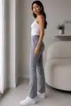Yüksel Bel Toparlayıcı Nervür Dikişli İspanyol Paça Pantolon 4622 -Kiremit - Görsel 5