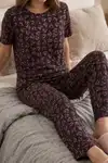 Siyah Kalp Desenli Kısa Kollu Pijama Takımı 4595 - Görsel 3