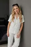 Çiçek Baskılı Bürümçük kumaş Kısa Kollu Pijama Takımı 6067 Çok Renkli - Görsel 11