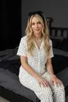 Çiçek Baskılı Bürümçük kumaş Kısa Kollu Pijama Takımı 6067 Çok Renkli - Görsel 8