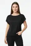 KAYIK YAKA YARASA KOLLU BLUZ 4452 Siyah - Görsel 1