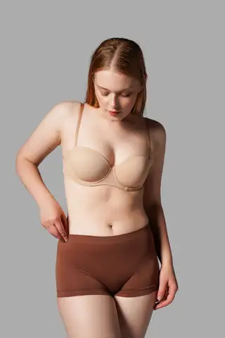 KADIN BOXER Toparlayıcı İz Yapmayan Seamless Örme BOXER 2001 Kahverengi - 1