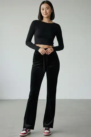 KADİFE İSPANYOL PAÇA PANTOLON 4435 Siyah - 2