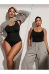 Seamless Zıbın Korse Çıtçıtlı Body 2 Beden İncelten Toparlayıcı Push Up Etkili Karın Bel Göbek Sıkılaştırıcı Kadın Body Korse 9051 Beyaz - Görsel 13