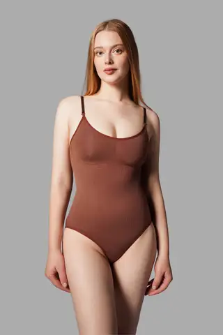 2 BEDEN TOPARLAYAN İNCELTEN ALT TARAFI ÇITÇITLI SEAMLESS ZIBIN KORSE 9051 Kahverengi - 2
