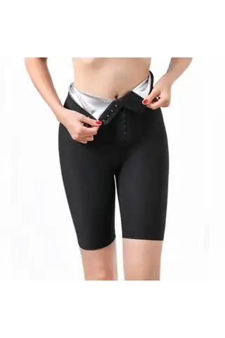 Şort Agraflı Sauna Şort Termal Toparlayıcı Yağ Yakmaya Ve Kilo Vermeye Yardımc 4411 siyah - 4