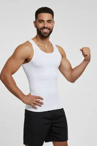 Erkek Atlet Korse Bel Göğüs Göbek Toparlayıcı Sıkılaştırıcı Korse 6050 Beyaz - 4