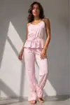 Kadın Regular Kesim Sezonsuz Pembe Pijama Takımı - Görsel 5