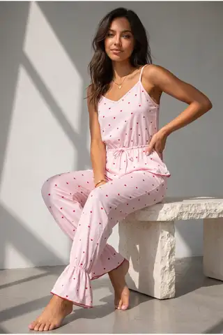 Kadın Regular Kesim Sezonsuz Pembe Pijama Takımı - 6