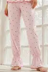Kadın Ev Konforlu Lastikli Bel Pembe Pijama Takımı - Görsel 4