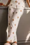 Kadın Zarif Yaka Dokulu Ferah Kar Beyaz Pijama Takımı - Görsel 16