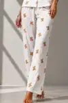 Kadın Klasik Doğal Düğme Gece Kırık Beyaz Pijama Takımı - Görsel 4