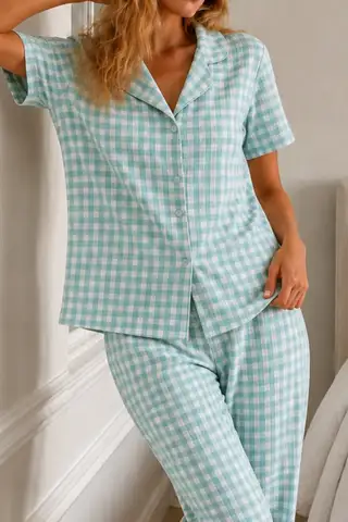 Kadın Loose Kalıp Pamuklu Çok Renkli Pijama Takımı - 15