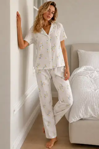 Kadın Loose Kalıp Pamuklu Çok Renkli Pijama Takımı - 5