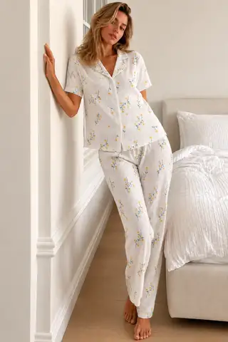 Kadın Loose Kalıp Pamuklu Çok Renkli Pijama Takımı - 6