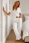 Kadın Loose Kalıp Pamuklu Çok Renkli Pijama Takımı - Görsel 7