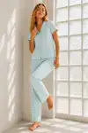 Kadın Genç Loose İpliği Boyalı Çok Renkli Pijama Takımı - Görsel 11