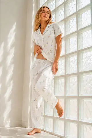 Kadın Genç Loose İpliği Boyalı Çok Renkli Pijama Takımı - 5