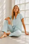 Kadın Genç Loose İpliği Boyalı Çok Renkli Pijama Takımı - Görsel 8