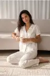 Kadın Loose Uzun Paça Pamuk Çok Renkli Pijama Takımı - Görsel 2