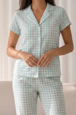 Kadın Loose Uzun Paça Pamuk Çok Renkli Pijama Takımı - 15