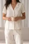 Kadın Loose Uzun Paça Pamuk Çok Renkli Pijama Takımı - Görsel 3