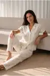 Kadın Loose Uzun Paça Pamuk Çok Renkli Pijama Takımı - Görsel 5
