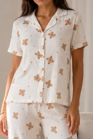 Kadın Loose Uzun Paça Pamuk Çok Renkli Pijama Takımı - 9