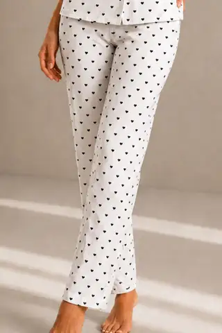 Kadın Kısa Kol Rahat Kalıp Şık Kar Beyaz Pijama Takımı - 4