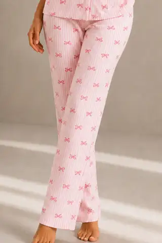 Kadın Kısa Kol Rahat Kalıp Şık Kar Beyaz Pijama Takımı - 10